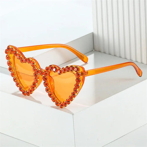 Lunettes de soleil cœur strass - Grande monture UV400 pour femmes SUN N.