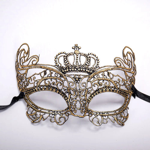 Masque de mascarade en dentelle dorée – Vénitien, élégant masque orné pour soirées thématiques ou bal masqué.