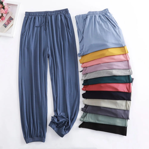 Pantalon Pyjama Femme Modal   Pour Femme nouveau printemps automne doux Modal femmes pyjamas Pantalon vêtements de maison bas de sommeil Pantalon à jambes larges 13 couleurs SUN N.