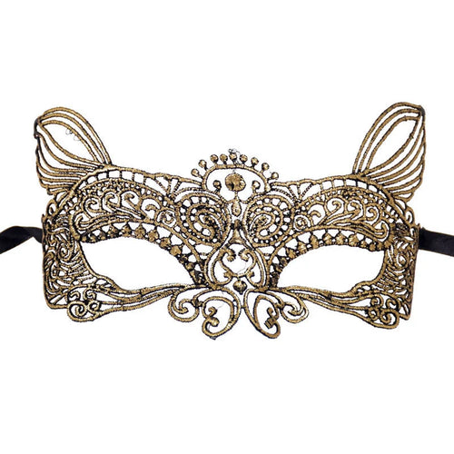 Masque de mascarade en dentelle dorée – Vénitien, élégant masque orné pour soirées thématiques ou bal masqué.