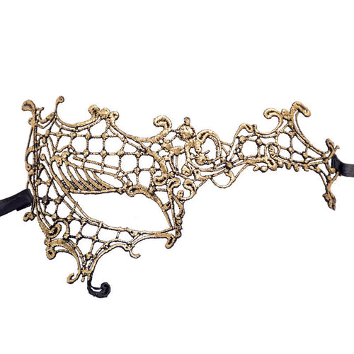 Masque de mascarade en dentelle dorée – Vénitien, élégant masque orné pour soirées thématiques ou bal masqué.