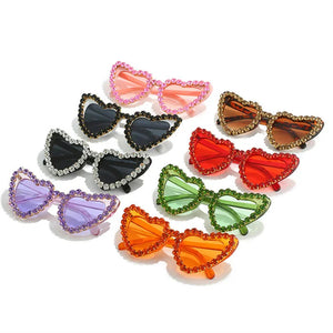 Lunettes de soleil cœur strass - Grande monture UV400 pour femmes SUN N.
