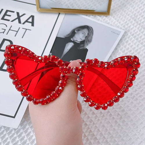 Lunettes de soleil cœur strass - Grande monture UV400 pour femmes SUN N.