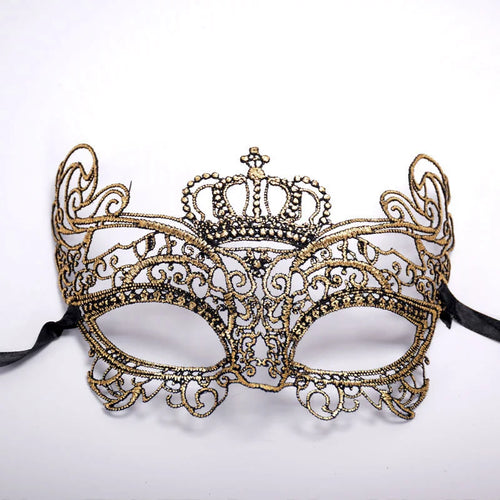 Masque de mascarade en dentelle dorée – Vénitien, élégant masque orné pour soirées thématiques ou bal masqué.