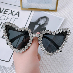Lunettes de soleil cœur strass - Grande monture UV400 pour femmes SUN N.
