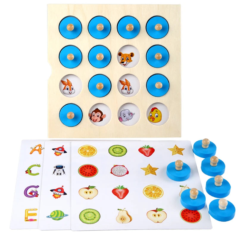 Jeu d'échecs Montessori puzzle en bois 3D, jouet logique, interaction, apprentissage précoce, jouets éducatifs pour enfants, mini SUN N.