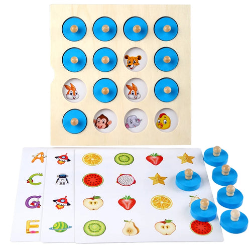 Jeu d'échecs Montessori puzzle en bois 3D, jouet logique, interaction, apprentissage précoce, jouets éducatifs pour enfants, mini SUN N.