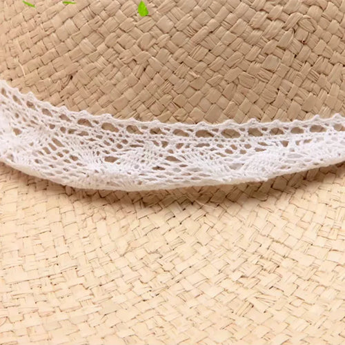 Chapeau de soleil en paille tressée pour femme, style feminino, avec ruban, à large bord, blanc, à lacets, pour la plage et les vacances en plein air. SUN N.
