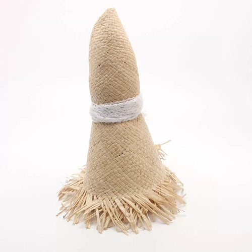 Chapeau de soleil en paille tressée pour femme, style feminino, avec ruban, à large bord, blanc, à lacets, pour la plage et les vacances en plein air. SUN N.