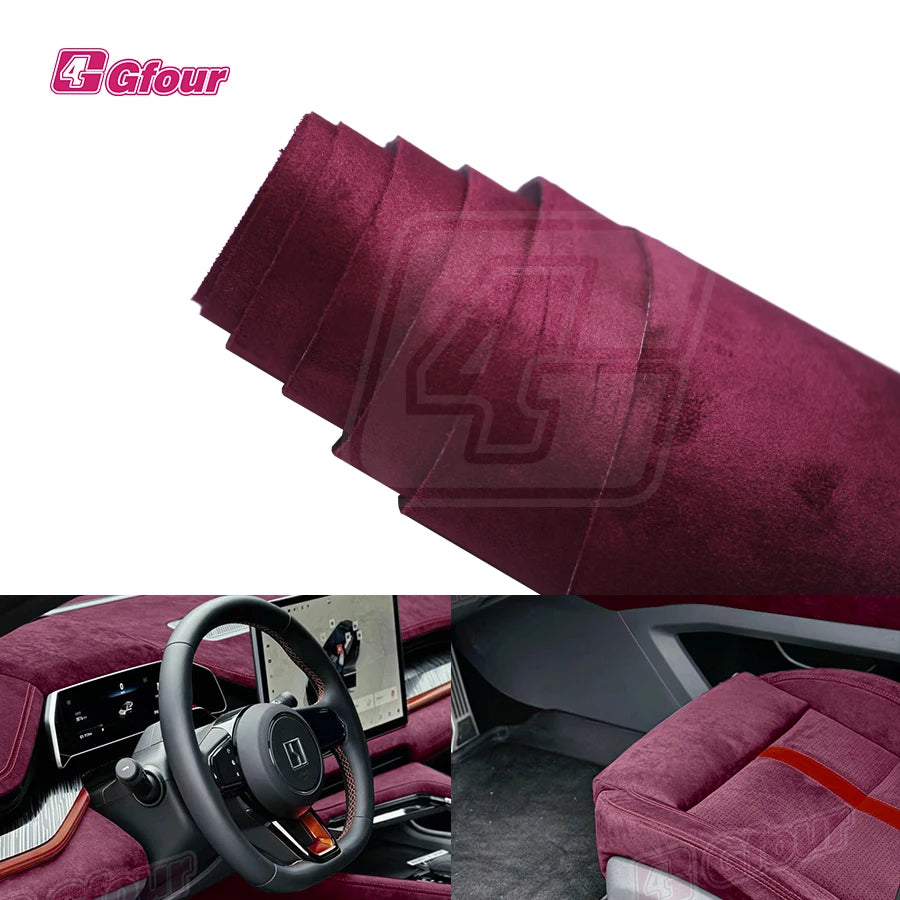 Film vinyle effet velours rouge pour voiture - Rouleau 1,52m x 15m SUN N.