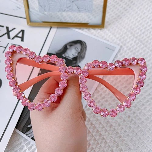 Lunettes de soleil cœur strass - Grande monture UV400 pour femmes SUN N.