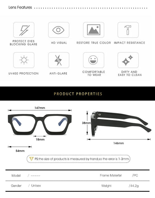 Lunettes anti-lumière bleue rétro - Monture carrée unisexe SUN N.