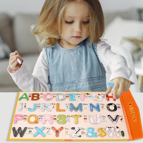 Jeu Montessori en Bois – 26 Lettres Magnétiques et Livre d'Apprentissage SUN N.