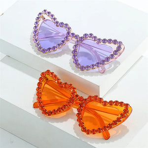 Lunettes de soleil cœur strass - Grande monture UV400 pour femmes SUN N.