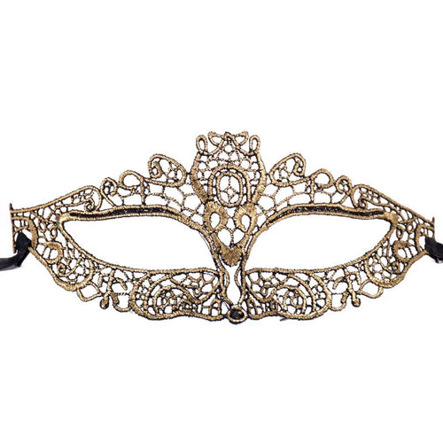Masque de mascarade en dentelle dorée – Vénitien, élégant masque orné pour soirées thématiques ou bal masqué.