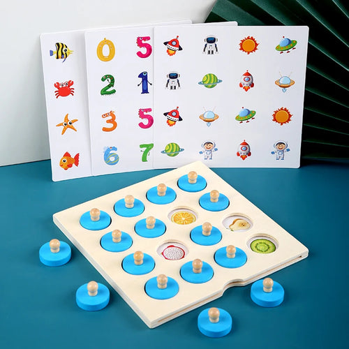 Jeu d'échecs Montessori puzzle en bois 3D, jouet logique, interaction, apprentissage précoce, jouets éducatifs pour enfants, mini SUN N.