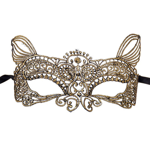 Masque de mascarade en dentelle dorée – Vénitien, élégant masque orné pour soirées thématiques ou bal masqué.