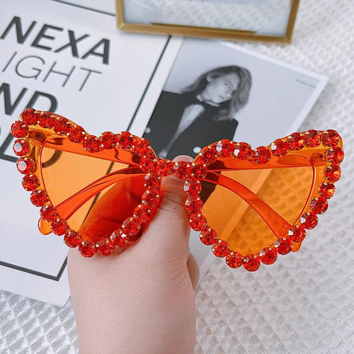 Lunettes de soleil cœur strass - Grande monture UV400 pour femmes SUN N.