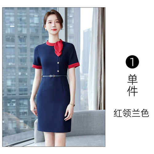 Stewardess Business Dress Temperament Goddess Fan High-end dress Female Sales Department Front Desk Beauty Salon Hotel Work Dress SUN N.