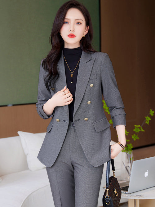 Gray suit jacket women's spring and autumn Korean style professional temperament goddess Fan Interview formal wear overalls suit suit SUN N.