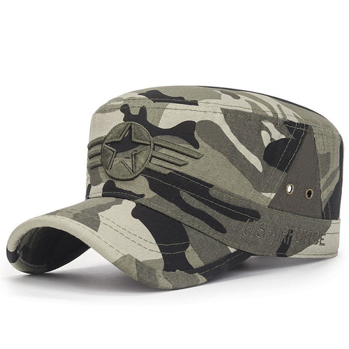 Spring and Summer New Fashion All-match Hat Men's Outdoor Cotton Sunshade Camouflage Flat Hat Sports Casual Sunscreen Hat SUN N.