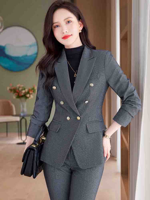 Gray suit jacket women's spring and autumn Korean style professional temperament goddess Fan Interview formal wear overalls suit suit SUN N.