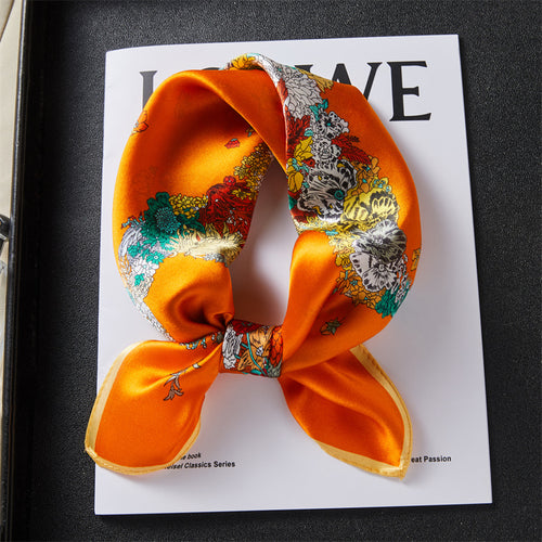 100% Silk Scarf Real Silk Premium Hangzhou Silk Small Square Scarf Spring and Autumn All-match Neck Protection Decorative Shirt Professional Scarf SUN N.