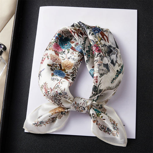 100% Silk Scarf Real Silk Premium Hangzhou Silk Small Square Scarf Spring and Autumn All-match Neck Protection Decorative Shirt Professional Scarf SUN N.