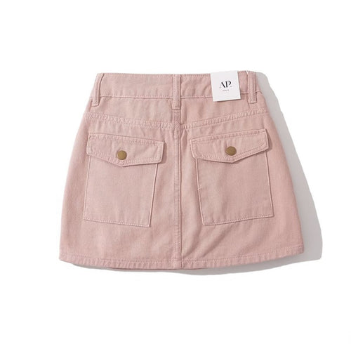 American Retro High Waist Hot Girl Denim Skirt Women's Spring and Summer New Overalls Overskirt Design Sense Slimming A- line Short Skirt SUN N.