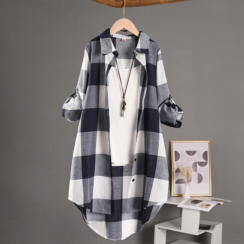 Chemise à carreaux cardigan – Manches longues, protection solaire SUN N.