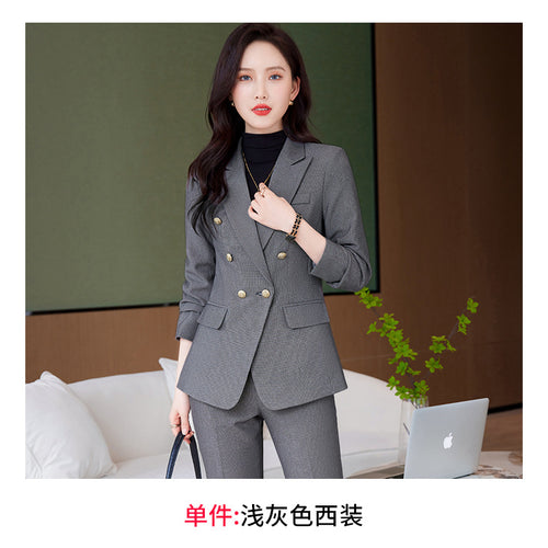 Gray suit jacket women's spring and autumn Korean style professional temperament goddess Fan Interview formal wear overalls suit suit SUN N.