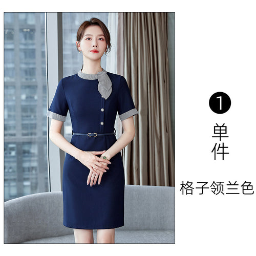 Stewardess Business Dress Temperament Goddess Fan High-end dress Female Sales Department Front Desk Beauty Salon Hotel Work Dress SUN N.