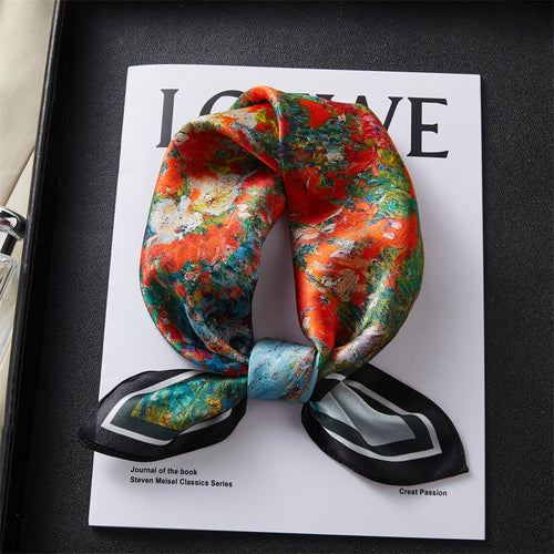 100% Silk Scarf Real Silk Premium Hangzhou Silk Small Square Scarf Spring and Autumn All-match Neck Protection Decorative Shirt Professional Scarf SUN N.