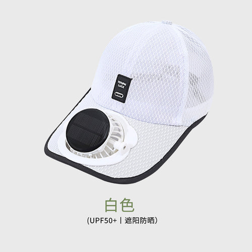 Adult summer solar charging with fan hat men and women breathable mesh sun protection outdoor sun-proof peaked cap SUN N.