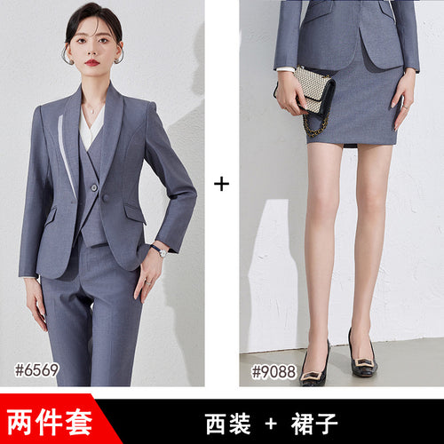 Grey Suit Jacket Women's Spring and Autumn New Business Wear Dress Temperament Goddess Fan Manager Light Workplace Suit suit SUN N.