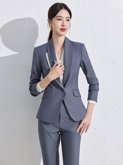 Grey Suit Jacket Women's Spring and Autumn New Business Wear Dress Temperament Goddess Fan Manager Light Workplace Suit suit SUN N.