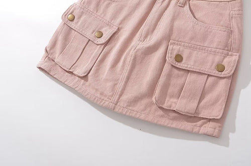 American Retro High Waist Hot Girl Denim Skirt Women's Spring and Summer New Overalls Overskirt Design Sense Slimming A- line Short Skirt SUN N.