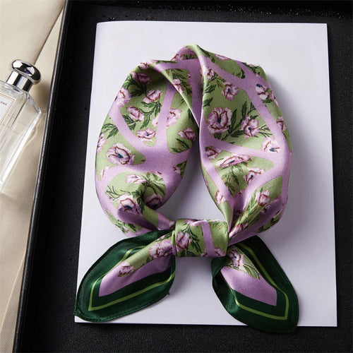100% Silk Scarf Real Silk Premium Hangzhou Silk Small Square Scarf Spring and Autumn All-match Neck Protection Decorative Shirt Professional Scarf SUN N.