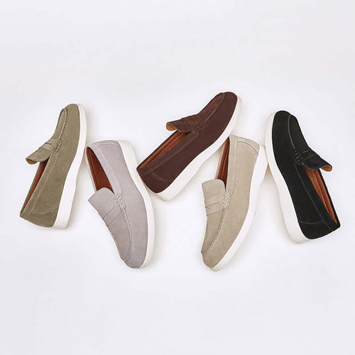 Mocassins en cuir véritable homme – élégants et confortables avec finition givrée mate