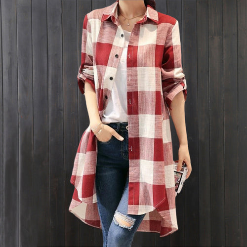 Chemise à carreaux cardigan – Manches longues, protection solaire SUN N.