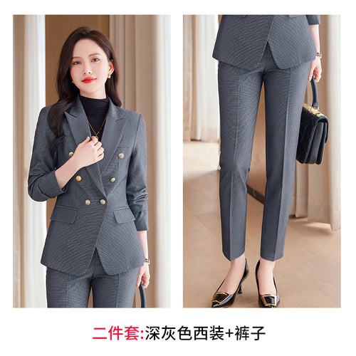 Gray suit jacket women's spring and autumn Korean style professional temperament goddess Fan Interview formal wear overalls suit suit SUN N.