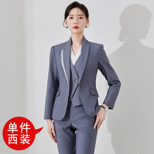 Grey Suit Jacket Women's Spring and Autumn New Business Wear Dress Temperament Goddess Fan Manager Light Workplace Suit suit SUN N.