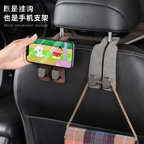 Car rear seat storage small hook turned leather zinc alloy ABS car double hook SUN N.