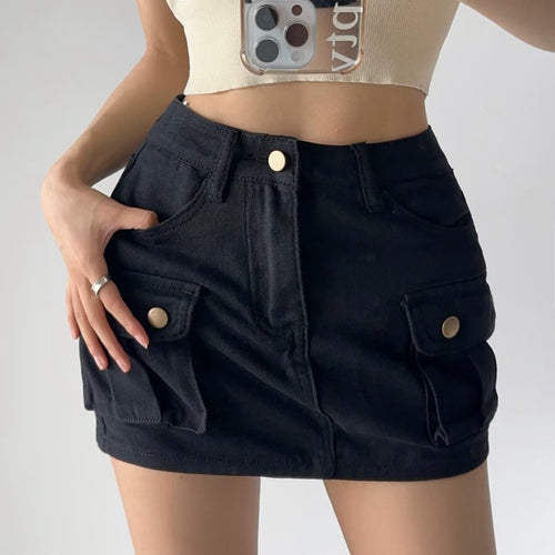 American Retro High Waist Hot Girl Denim Skirt Women's Spring and Summer New Overalls Overskirt Design Sense Slimming A- line Short Skirt SUN N.