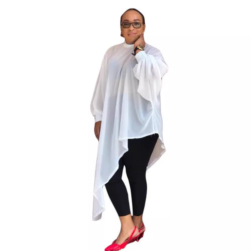 Robe chiffon grande taille femme  African Women's Clothing Amazon European and American Fashion Solid Color Foreign Trade Plus Size Mother's Clothing Irregular Chiffon Cross-Border Dress SUN N.