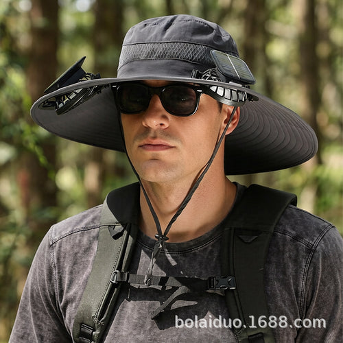 Summer Popular Fisherman Hat Solar Double Fan Rechargeable Hat Cross-Border Wholesale Sunshade and Sun Protection Essential for Fishing SUN N.