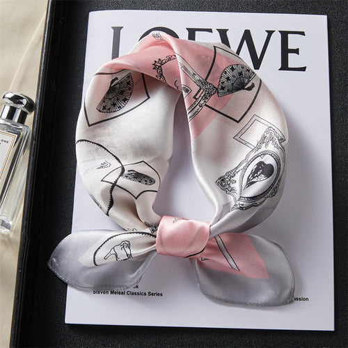 100% Silk Scarf Real Silk Premium Hangzhou Silk Small Square Scarf Spring and Autumn All-match Neck Protection Decorative Shirt Professional Scarf SUN N.