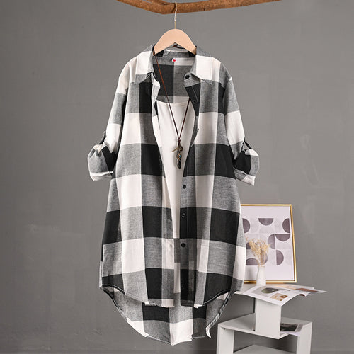 Chemise à carreaux cardigan – Manches longues, protection solaire SUN N.