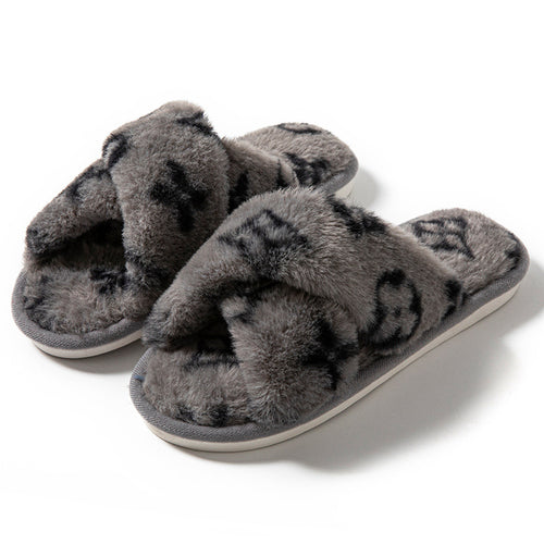 Chaussons Ouverts Trèfle à Quatre Feuilles – Imitation Fourrure Lapin, Femme Toutes Saisons SUN N.