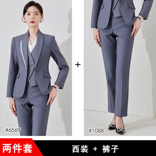 Grey Suit Jacket Women's Spring and Autumn New Business Wear Dress Temperament Goddess Fan Manager Light Workplace Suit suit SUN N.